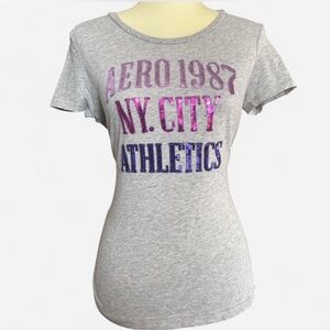 Grey Aeropostale New York City sequins baby tee
